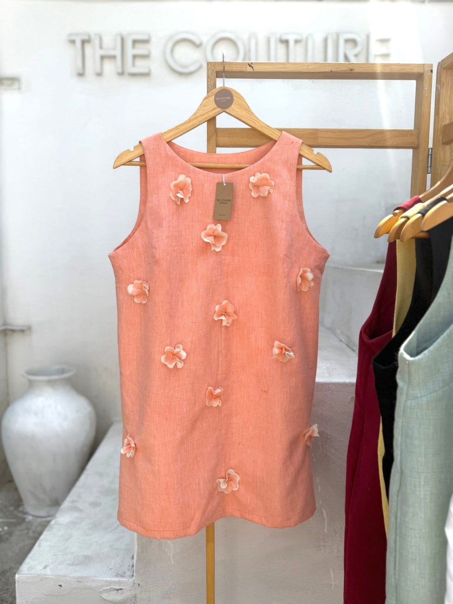 100 %cotton mii hand embroidery floral dress